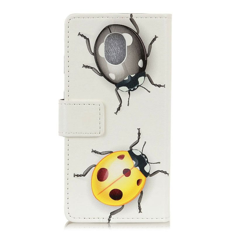Leren Hoesje voor Xiaomi Redmi 8A Lieveheersbeestjes