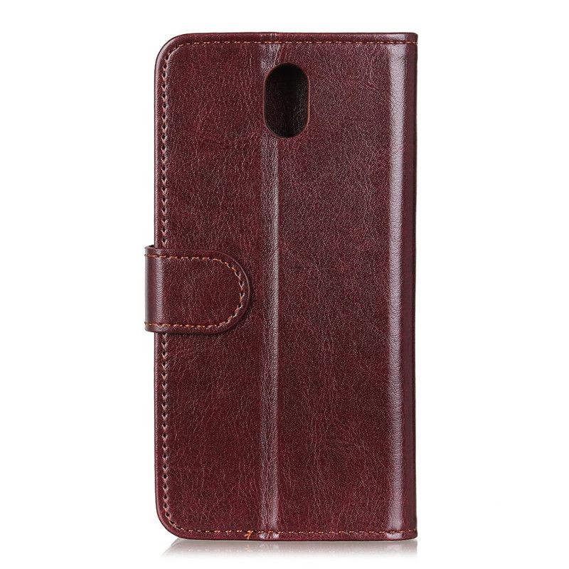 Leren Hoesje voor Xiaomi Redmi 8A Wit Zwart Klassiek Kunstleer