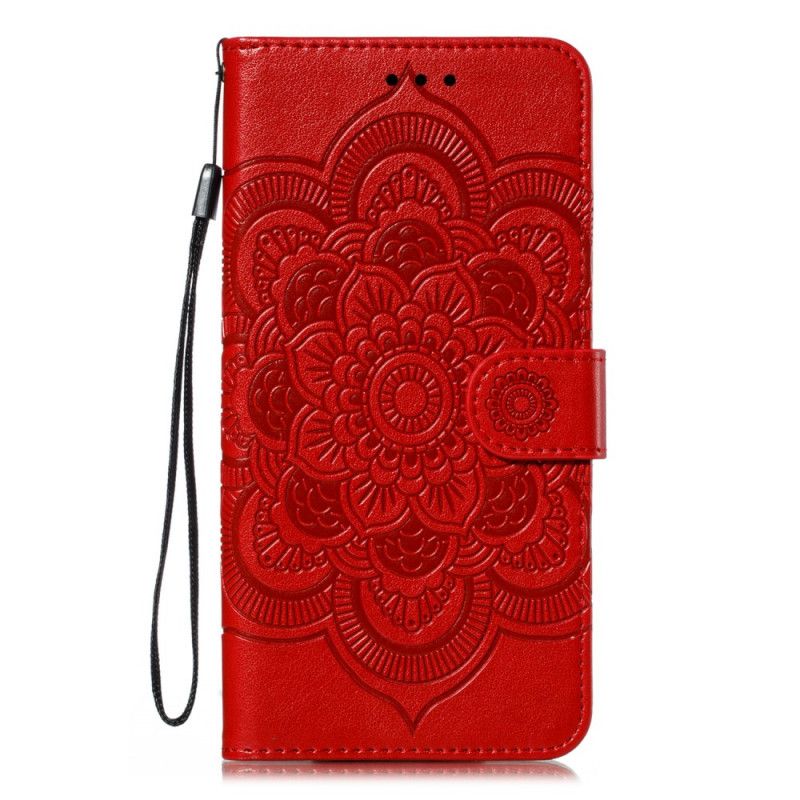 Leren Hoesje Xiaomi Redmi 8A Rood Grijs Telefoonhoesje Hele Mandala