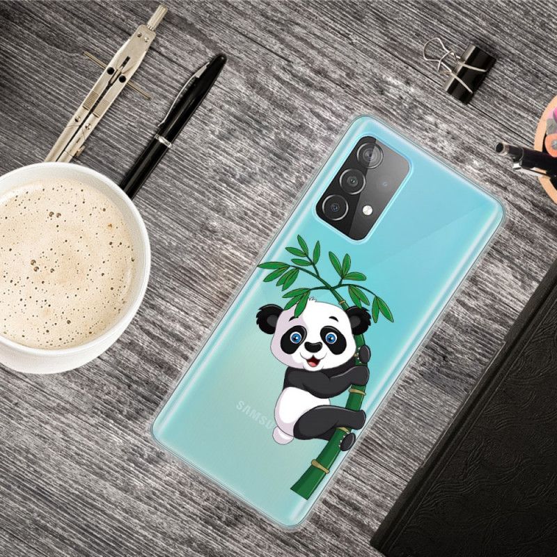 Cover Hoesje Samsung Galaxy A72 4G / A72 5G Telefoonhoesje Panda Op Bamboe