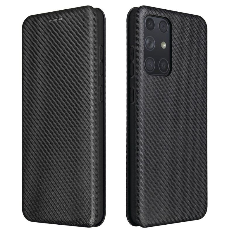 Folio-hoesje Samsung Galaxy A72 4G / A72 5G Groen Zwart Koolstofvezel