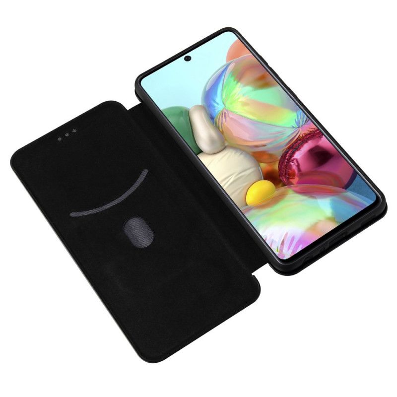 Folio-hoesje Samsung Galaxy A72 4G / A72 5G Groen Zwart Koolstofvezel