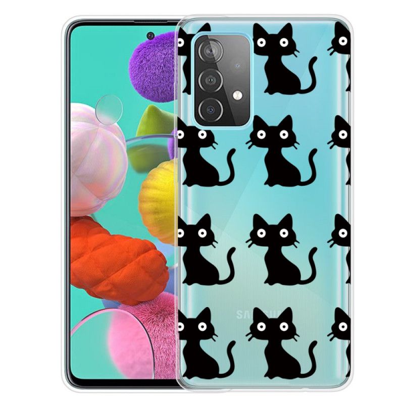 Hoesje Samsung Galaxy A72 4G / A72 5G Meerdere Zwarte Katten