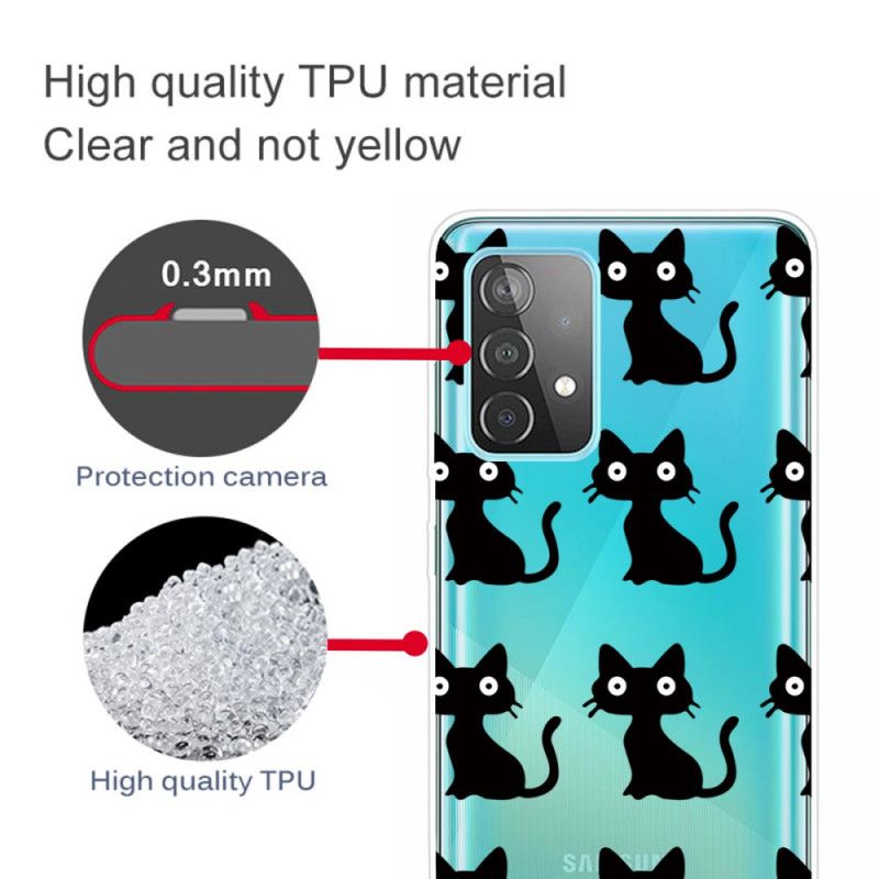 Hoesje Samsung Galaxy A72 4G / A72 5G Meerdere Zwarte Katten