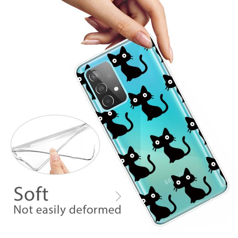 Hoesje Samsung Galaxy A72 4G / A72 5G Meerdere Zwarte Katten