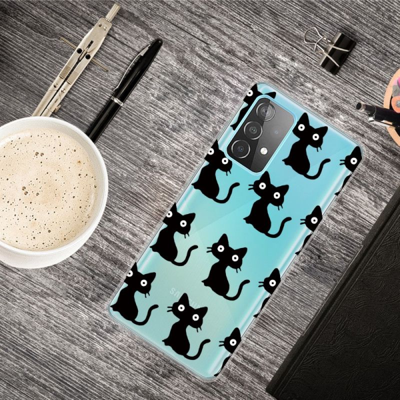 Hoesje Samsung Galaxy A72 4G / A72 5G Meerdere Zwarte Katten