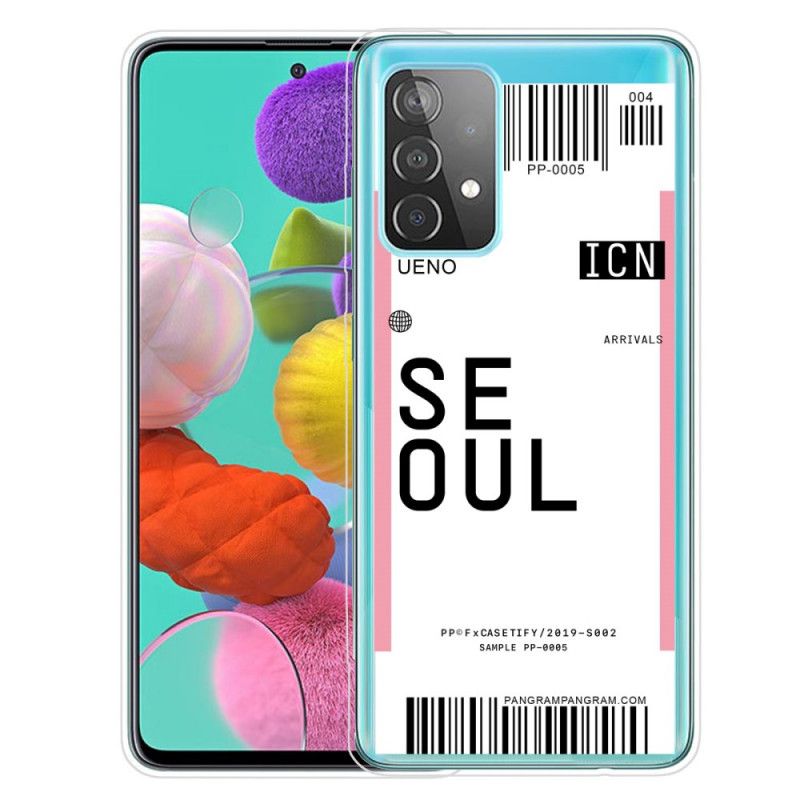 Hoesje Samsung Galaxy A72 4G / A72 5G Roze Magenta Instapkaart Naar Seoul
