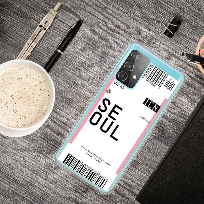 Hoesje Samsung Galaxy A72 4G / A72 5G Roze Magenta Instapkaart Naar Seoul