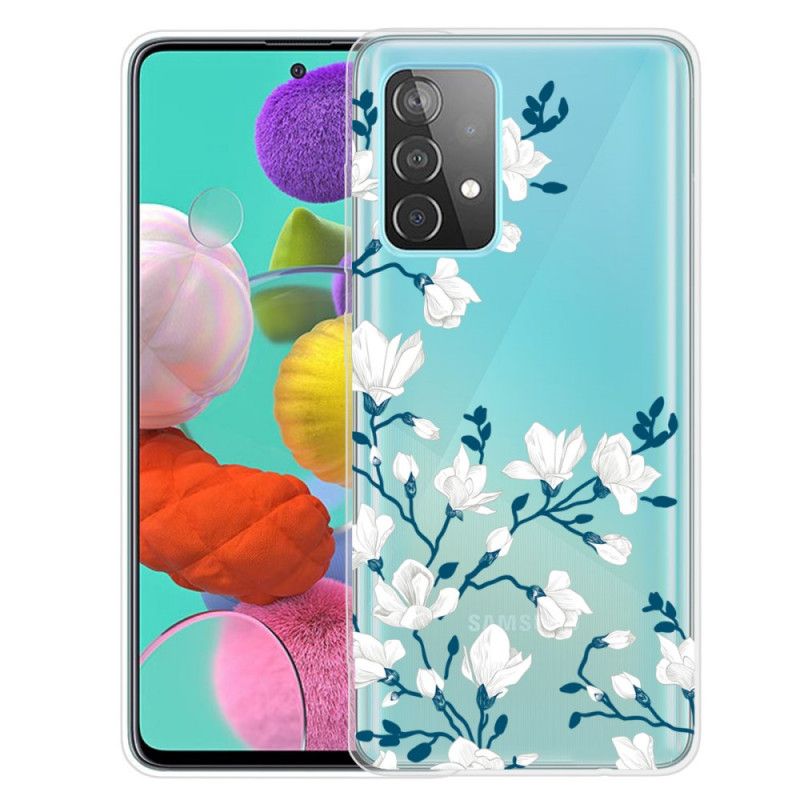 Hoesje Samsung Galaxy A72 4G / A72 5G Witte Bloemen