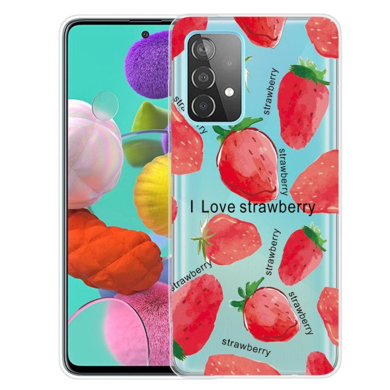 Hoesje voor Samsung Galaxy A72 4G / A72 5G Aardbeien / Ik Hou Van Aardbei