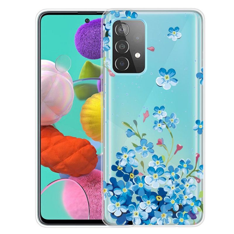 Hoesje voor Samsung Galaxy A72 4G / A72 5G Blauwe Bloemen