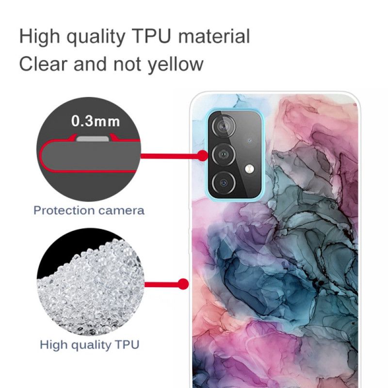 Hoesje voor Samsung Galaxy A72 4G / A72 5G Magenta Grijs Gekleurd Marmer