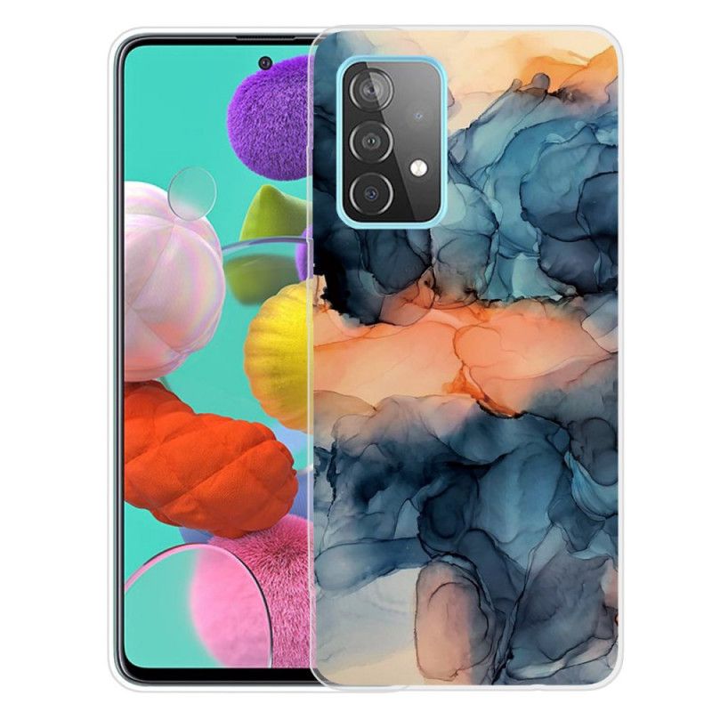 Hoesje voor Samsung Galaxy A72 4G / A72 5G Magenta Grijs Gekleurd Marmer