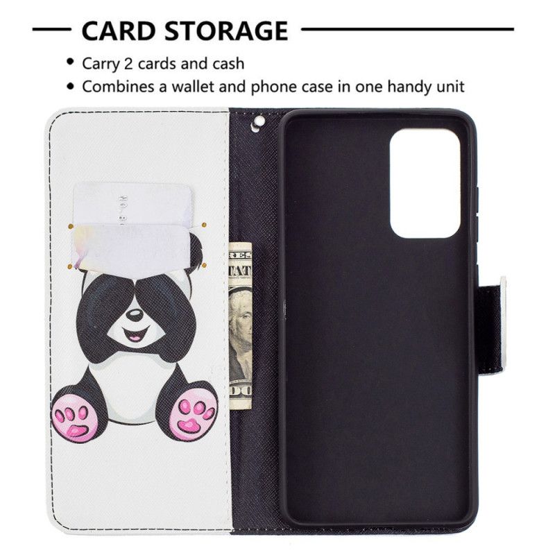 Leren Hoesje Samsung Galaxy A72 4G / A72 5G Leuke Panda