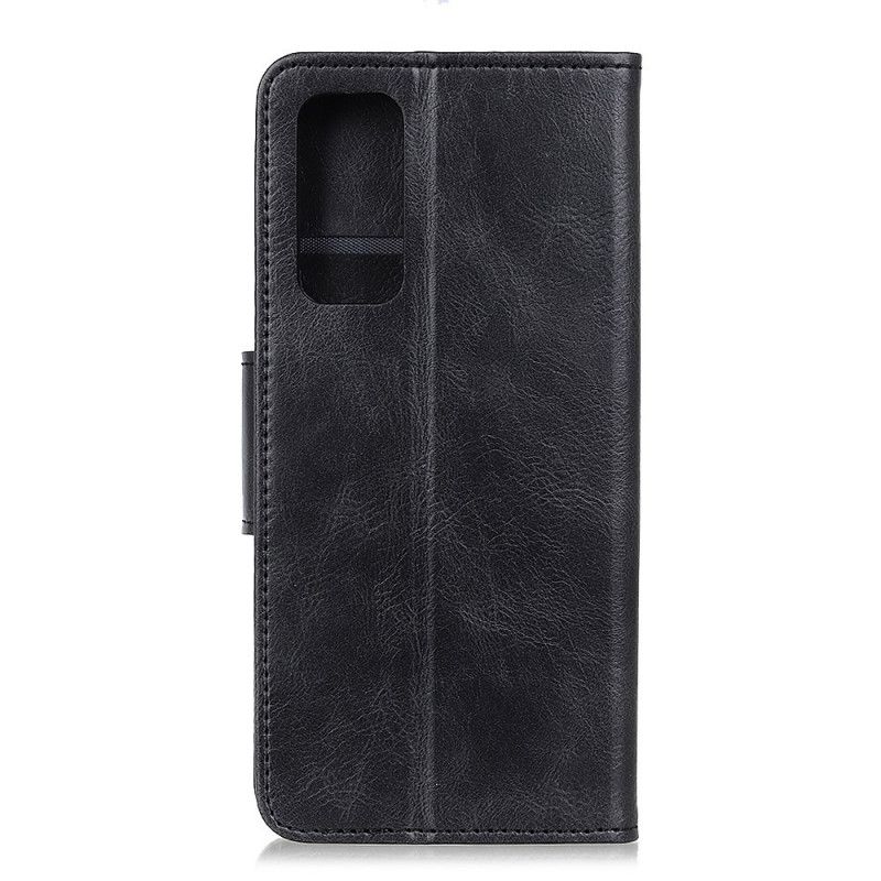 Leren Hoesje voor Samsung Galaxy A72 4G / A72 5G Groen Zwart Omkeerbare Sluiting In Leereffect