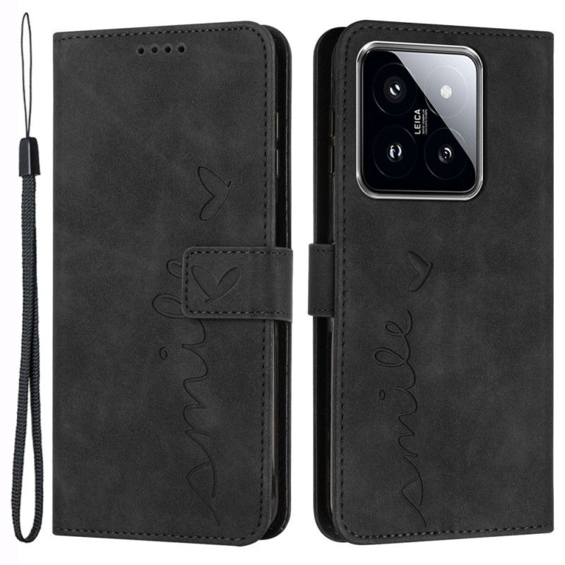 Leren Hoesje Xiaomi 14 Pro Glimlach Met Riempje