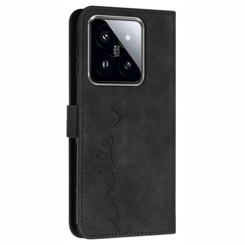 Leren Hoesje Xiaomi 14 Pro Glimlach Met Riempje