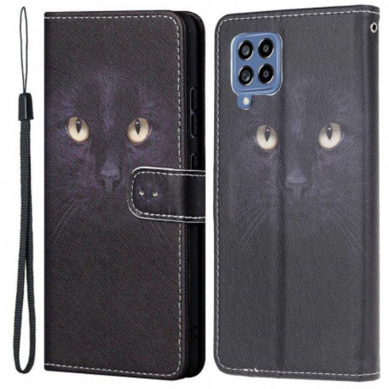 Folio-hoesje voor Samsung Galaxy M53 5G Met Ketting Strappy Kattenogen