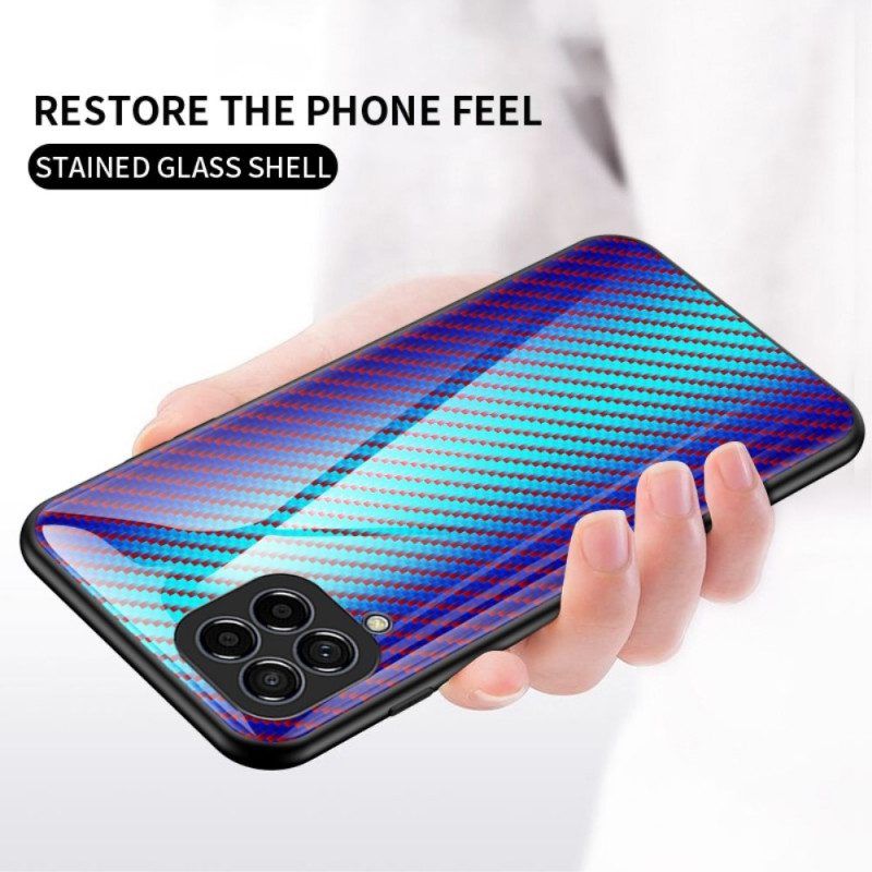 Hoesje voor Samsung Galaxy M53 5G Koolstofvezel Gehard Glas