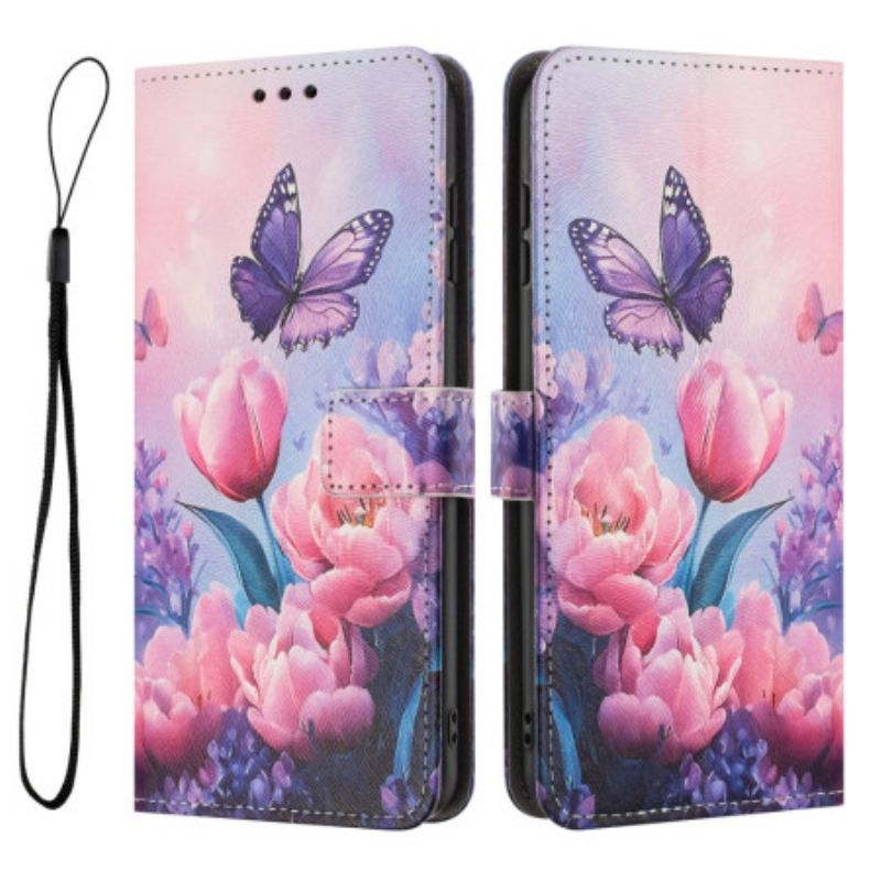 Folio-hoesje Xiaomi 17 Pro Max Vlinder En Roze Bloemen