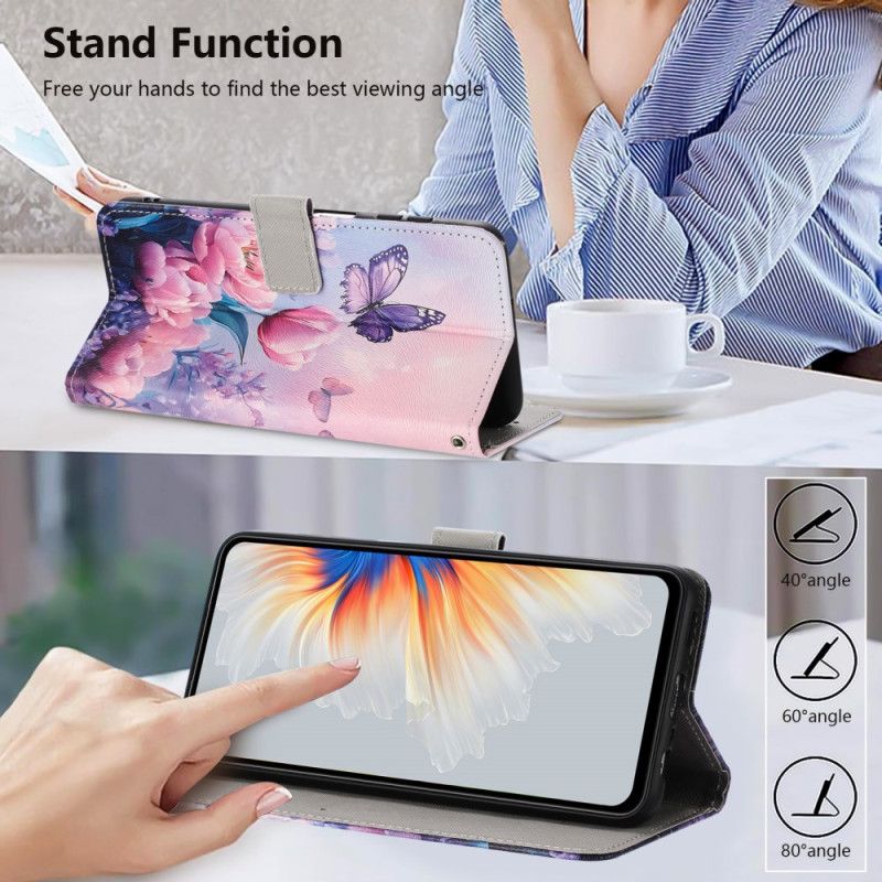 Folio-hoesje Xiaomi 17 Pro Max Vlinder En Roze Bloemen