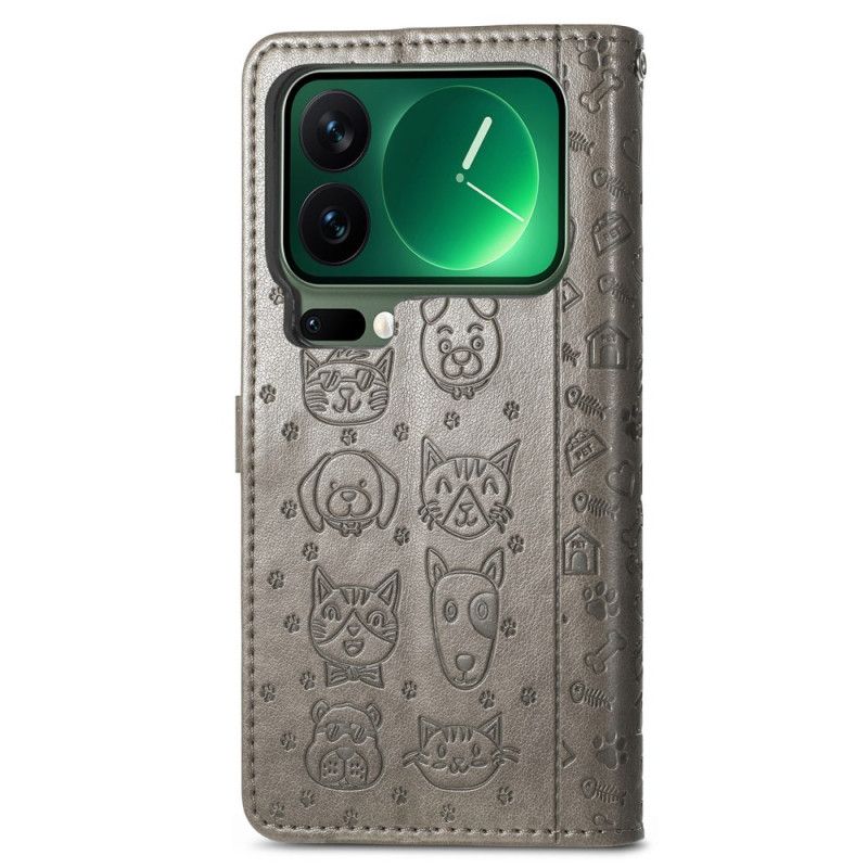 Leren Hoesje Voor Xiaomi 17 Pro Max Geanimeerde Dieren