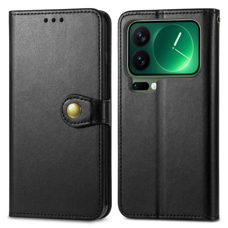 Leren Hoesje Voor Xiaomi 17 Pro Max Gouden Sluiting