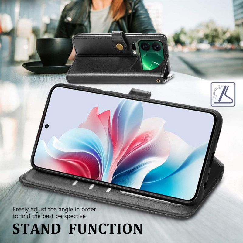 Leren Hoesje Voor Xiaomi 17 Pro Max Gouden Sluiting