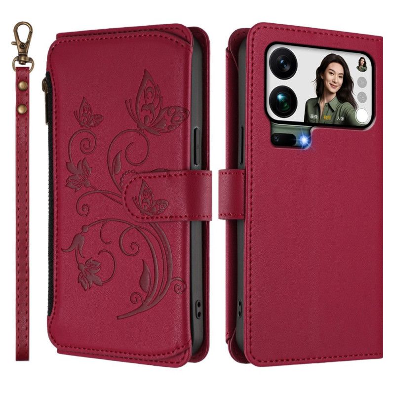 Leren Hoesje Voor Xiaomi 17 Pro Max Portemonnee Met Bloemenprint