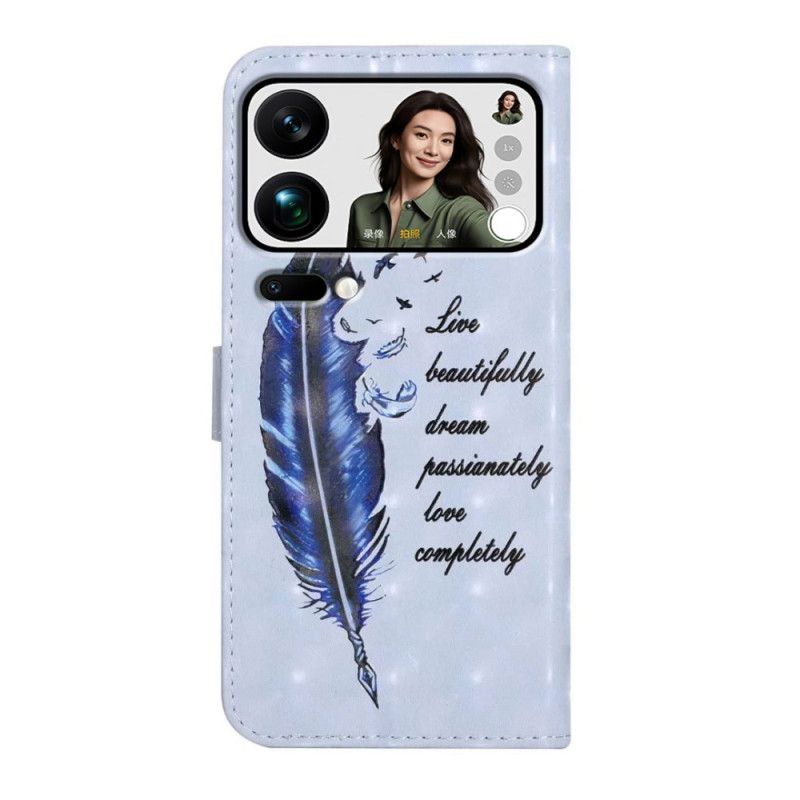 Leren Hoesje Xiaomi 17 Pro Max Blauwe Veer