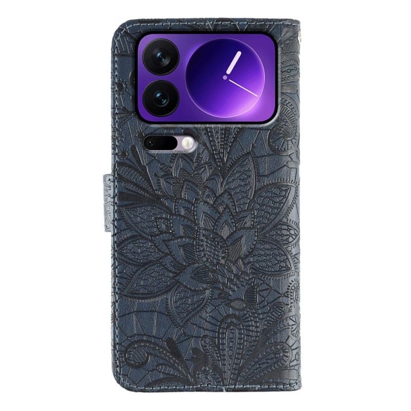 Leren Hoesje Xiaomi 17 Pro Max Kanten Bloemen Bescherming Hoesje