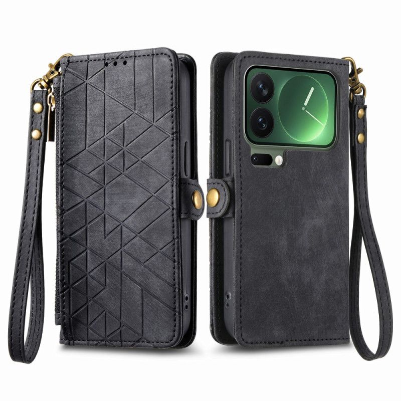 Leren Hoesje Xiaomi 17 Pro Max Portemonnee Met Geometrisch Design