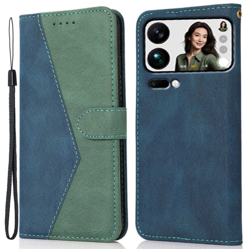 Leren Hoesje Xiaomi 17 Pro Max Tweekleurig Ontwerp Bescherming Hoesje