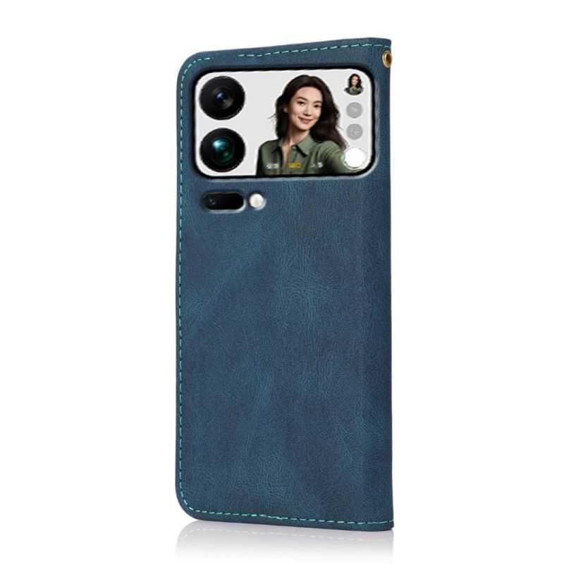 Leren Hoesje Xiaomi 17 Pro Max Tweekleurig Ontwerp Bescherming Hoesje