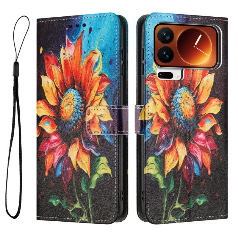 Leren Hoesje Xiaomi 17 Pro Max Zonnebloem