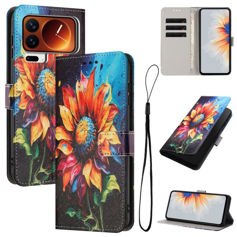 Leren Hoesje Xiaomi 17 Pro Max Zonnebloem