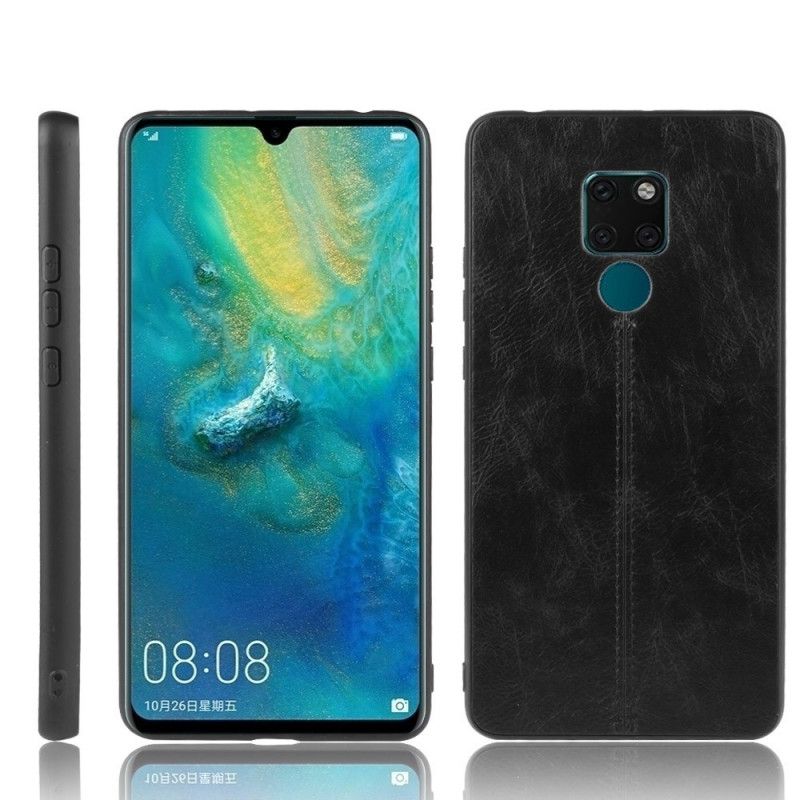Case Hoesje Huawei Mate 20 Rood Zwart Telefoonhoesje Gestikt Leereffect