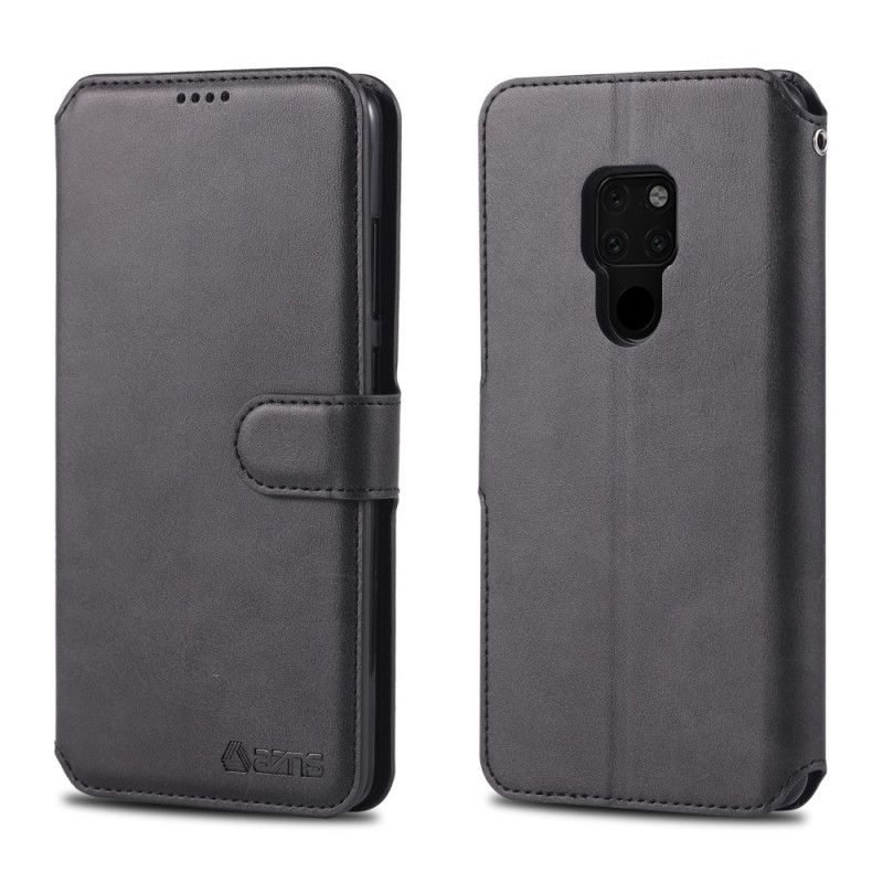 Cover Folio-hoesje Huawei Mate 20 Grijs Zwart Telefoonhoesje Leereffect Azns