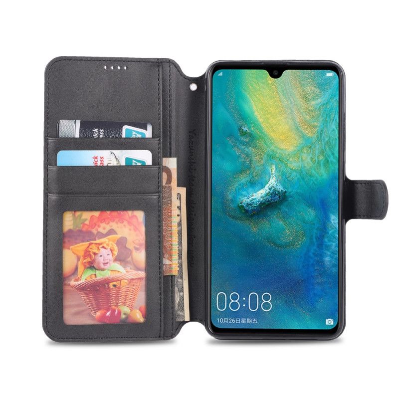 Cover Folio-hoesje Huawei Mate 20 Grijs Zwart Telefoonhoesje Leereffect Azns