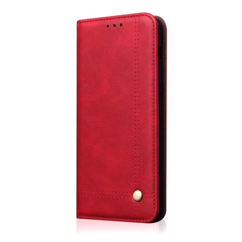 Folio-hoesje voor Huawei Mate 20 Rood Zwart Gestikt Leereffect