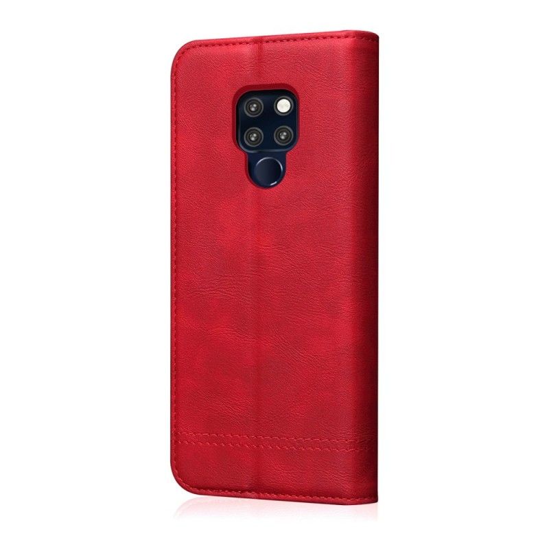 Folio-hoesje voor Huawei Mate 20 Rood Zwart Gestikt Leereffect