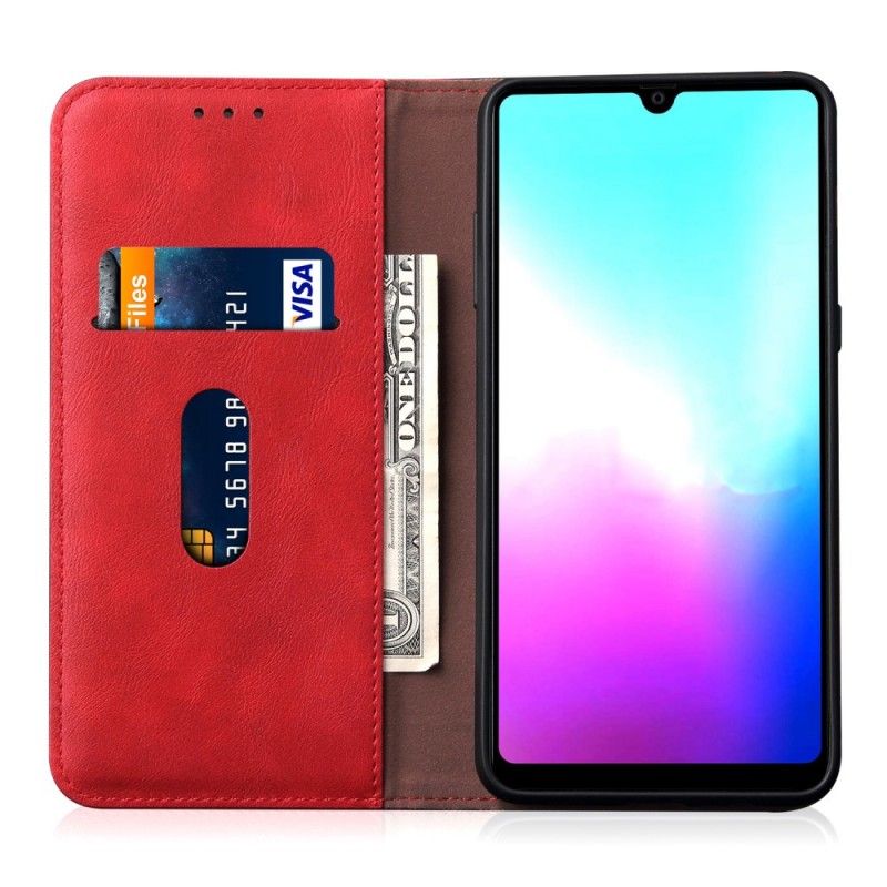 Folio-hoesje voor Huawei Mate 20 Rood Zwart Gestikt Leereffect