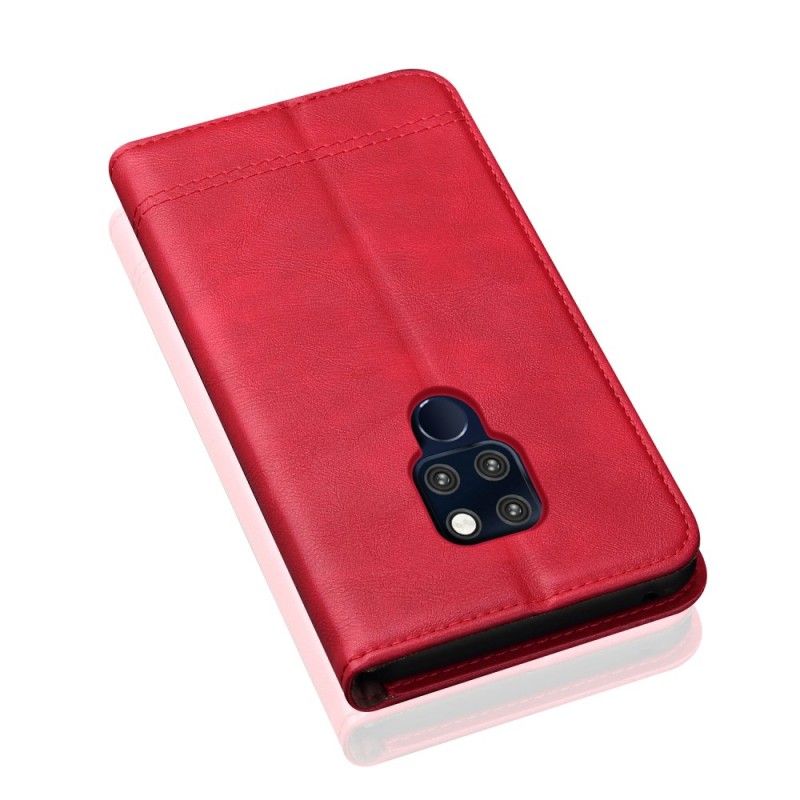 Folio-hoesje voor Huawei Mate 20 Rood Zwart Gestikt Leereffect