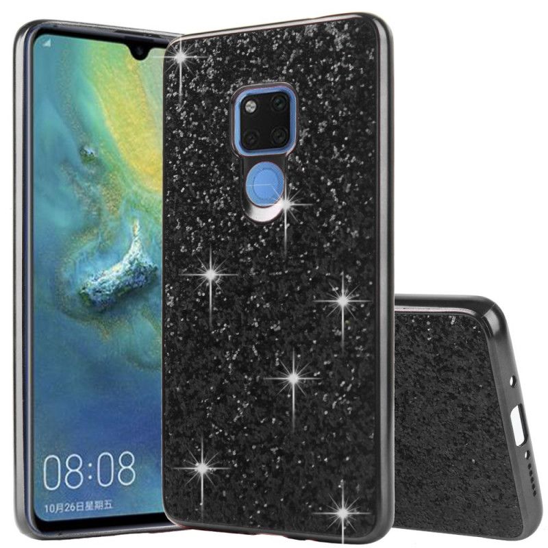 Hoesje Huawei Mate 20 Lichtblauw Zwart Ik Ben Glitter