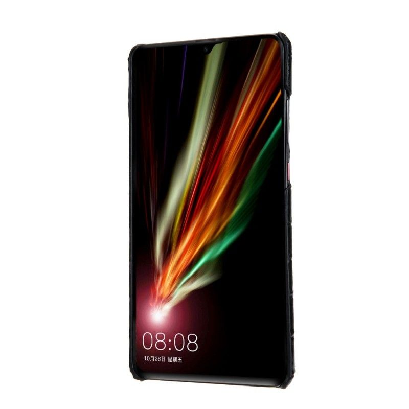 Hoesje Huawei Mate 20 Zwart Leer Met Krokodilleneffect