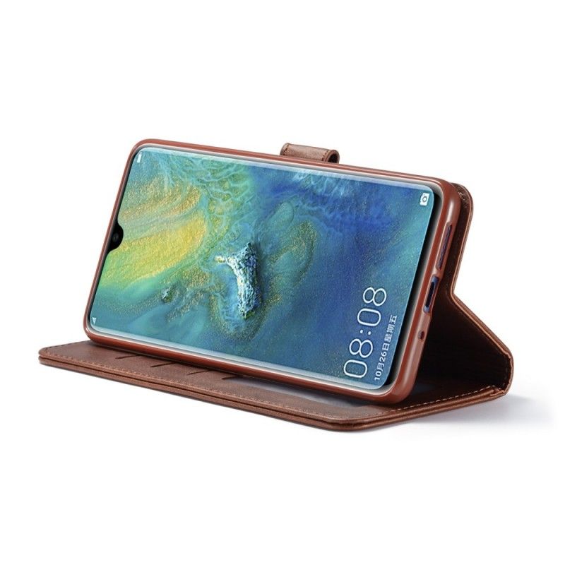 Leren Hoesje Huawei Mate 20 Grijs Zwart Lc.Imeeke Leereffect