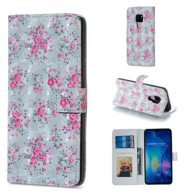 Leren Hoesje Huawei Mate 20 Vrijheid Ontwerp Bloemen