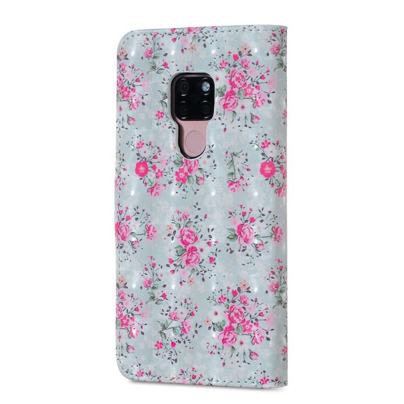 Leren Hoesje Huawei Mate 20 Vrijheid Ontwerp Bloemen