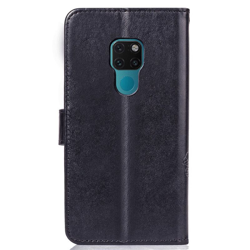 Leren Hoesje voor Huawei Mate 20 Grijs Zwart Hoed Prins Met Bloemenprint