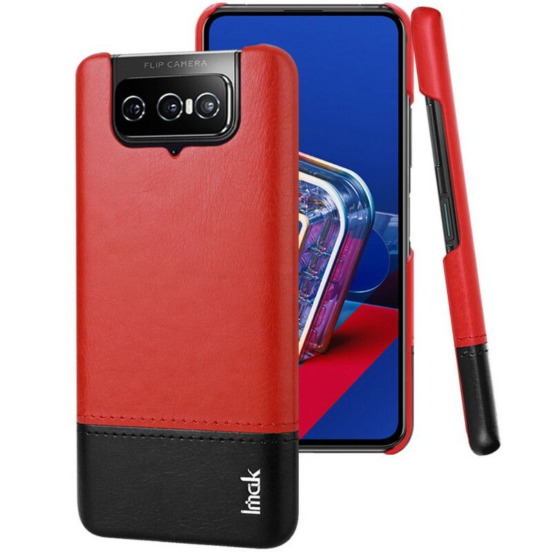 Hoesje Asus Zenfone 8 Flip Imak Ruiyi-serie Leereffect